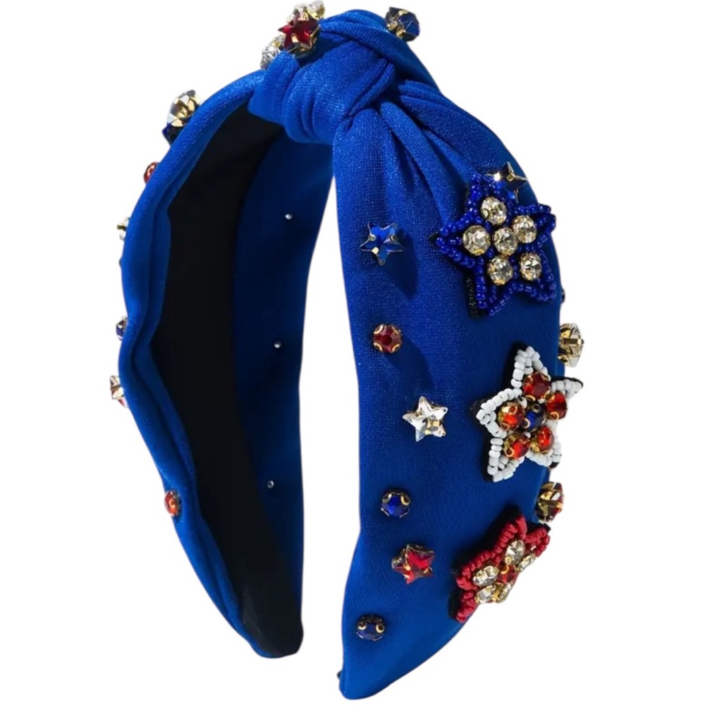 Fourth of July Blue Star Rhinestone Embellished  Headband